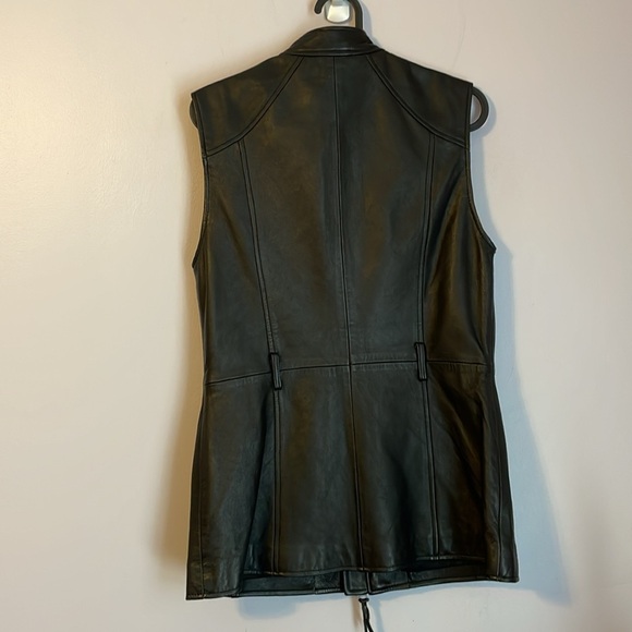 INC International Concepts Black Leather Moto Cargo Vest size S - Picture 8 of 14